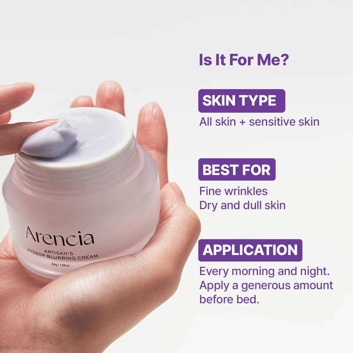 Arencia Hyssop Blurring Cream 30g