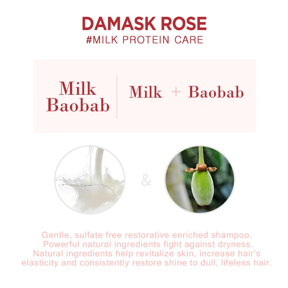 BIOKLASSE MILK BAOBAB HAIR Sensitive Shampoo 500ml #Damask Rose