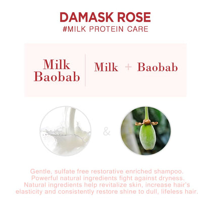 BIOKLASSE MILK BAOBAB HAIR Sensitive Shampoo 500ml #Damask Rose