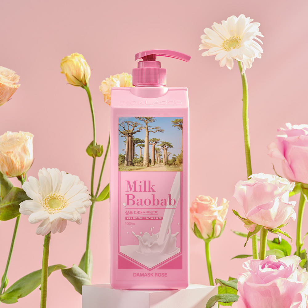 BIOKLASSE MILK BAOBAB Hair Shampoo 1000ml #Damask Rose