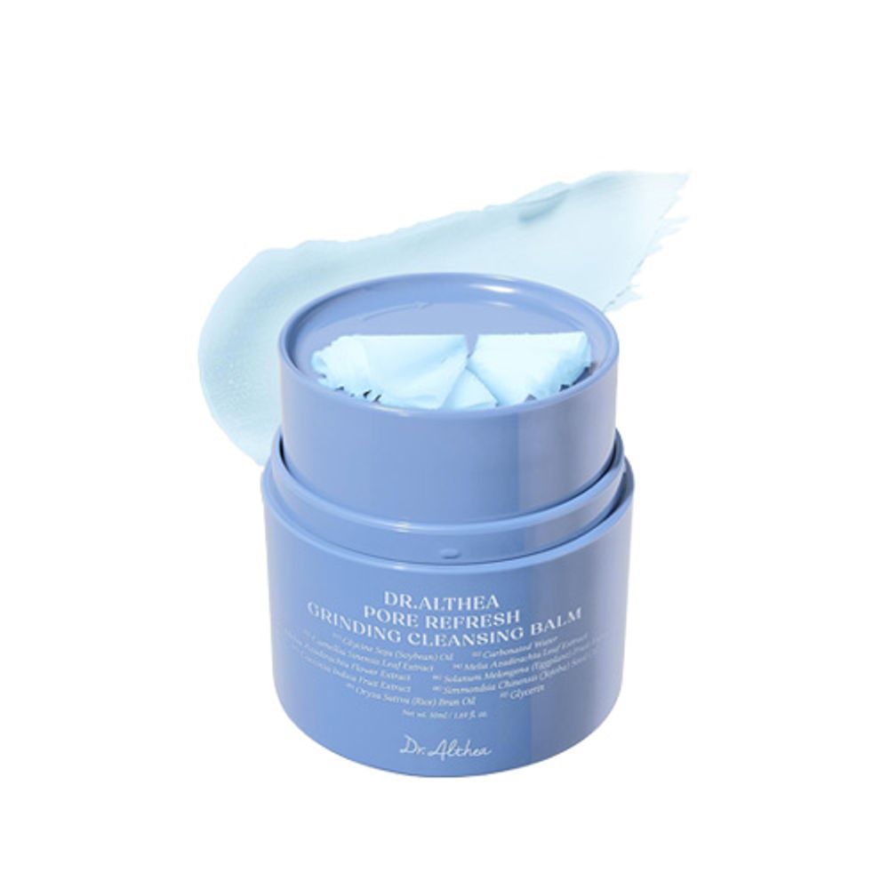 Blue jar of Dr. Aesop Balms with a white background