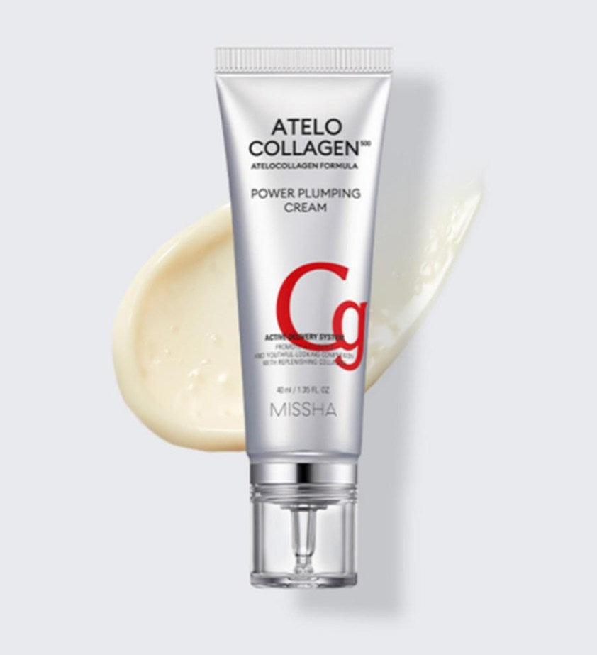 Atole Collagen Power Plumping Cream by Missha on a light gray background