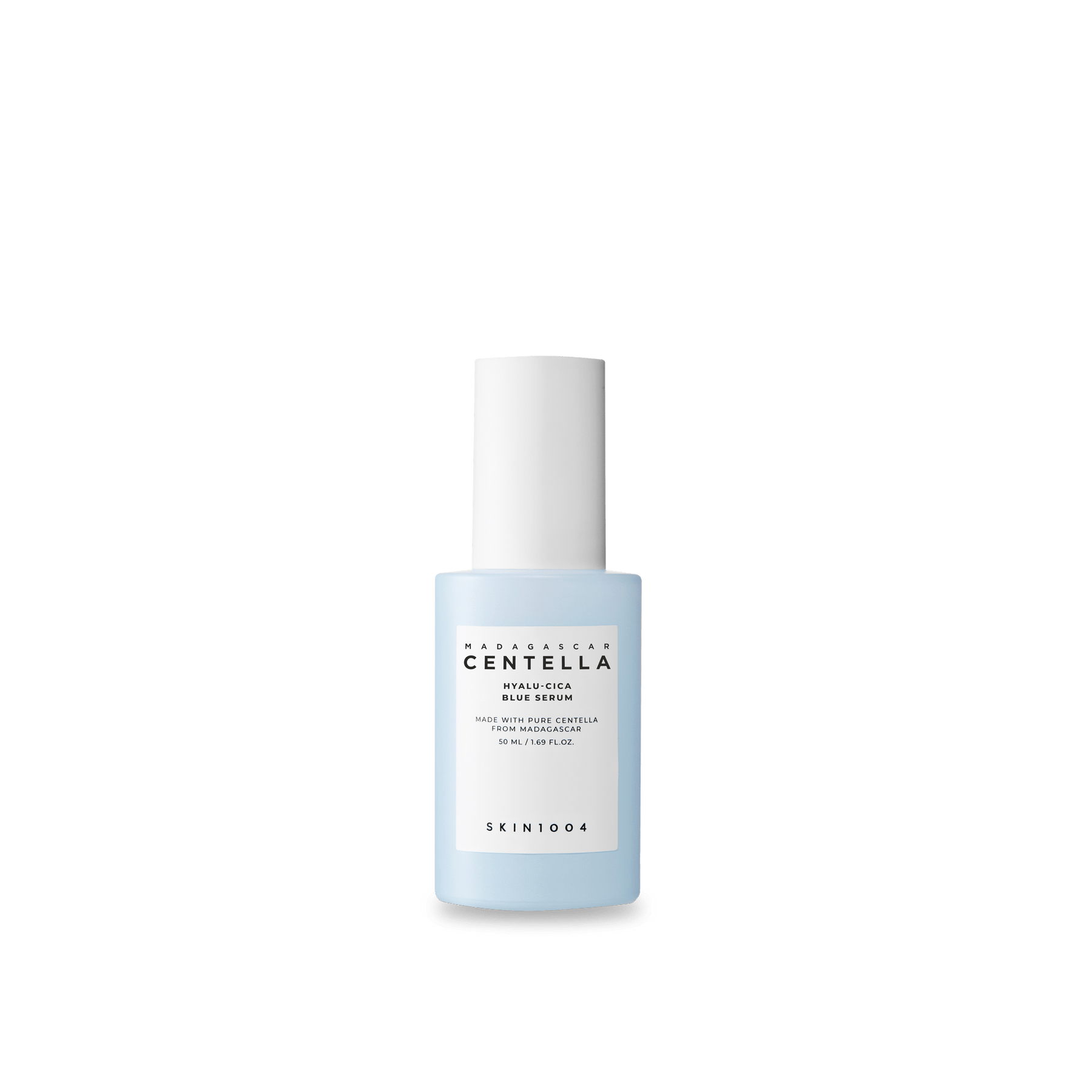 A bottle of SKIN1004 Hyalu-cica blue serum, 50ml.