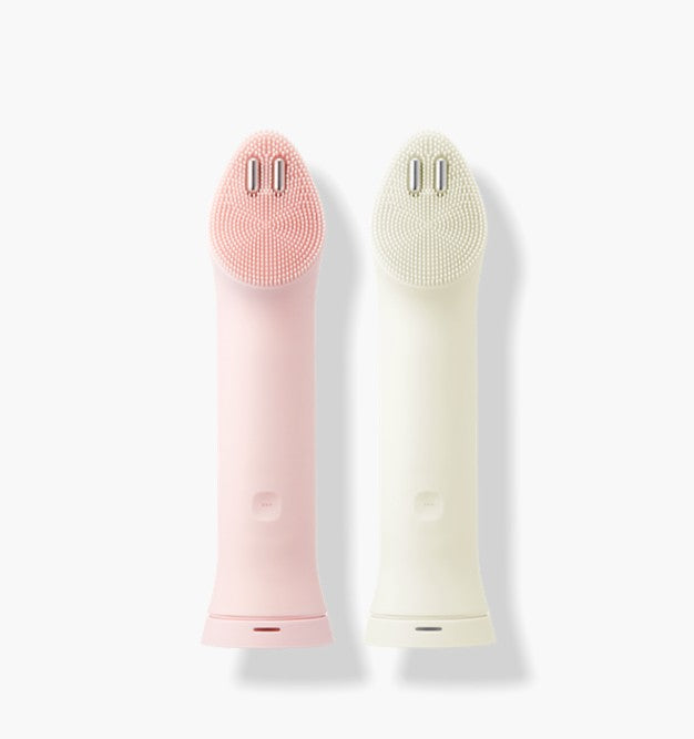 Skincare routine using Medicube AGE-R Booster with cleansing head