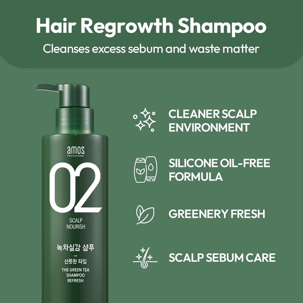 amos PROFESSIONAL The Green Tea Shampoo [Fresh - For Oily Scalp] 500g