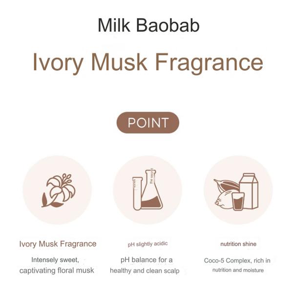 BIOKLASSE MILK BAOBAB HAIR Shampoo 1000ml #Ivory Musk