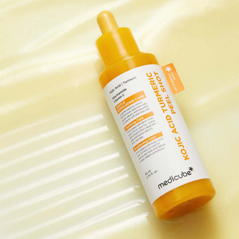 Medicube Kojic Acid Tumeric Peel Shot bottle on a light background