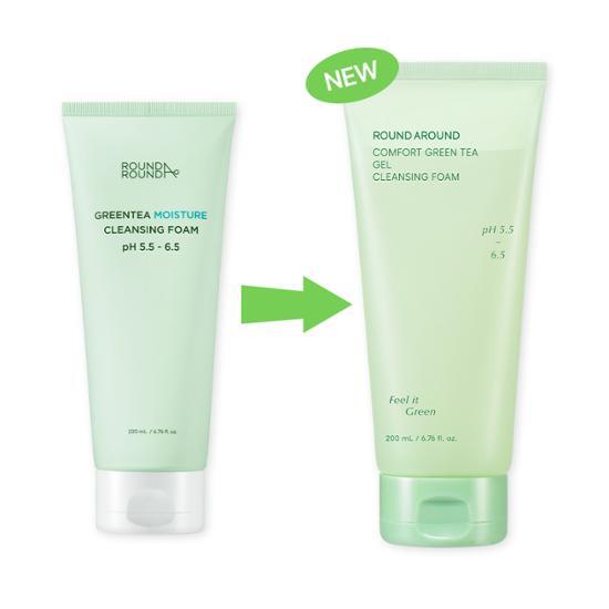 ROUND AROUND Comfort Green Tea Purifying Cleansing Foam 200ml+200ml+Matcha Bubble Ball (Double SET)