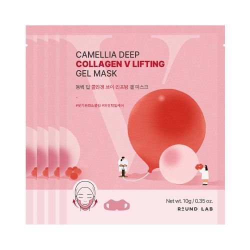 Round Lab Camellia Deep Collagen V Lifting Gel Mask 10g X 4ea - Koreanskinca.re