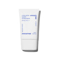 A pump bottle of Innisfree Hyaluron Moist Sunscreen with SPF50+ PA++++ protection, designed for sensitive skin.
